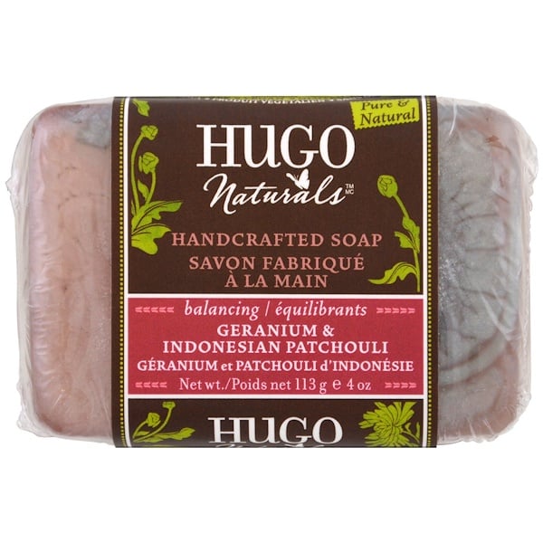 Hugo Naturals, Мыло ручной работы, герань и индонезийский пачули, 4 унции (113 г)