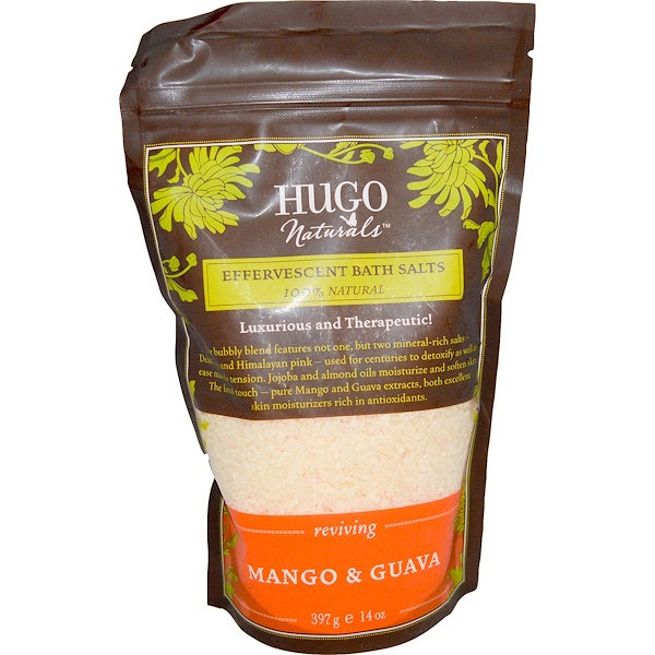 Hugo Naturals, Шипучие соли для ванн, манго и гуава, 14 унций (397 г)