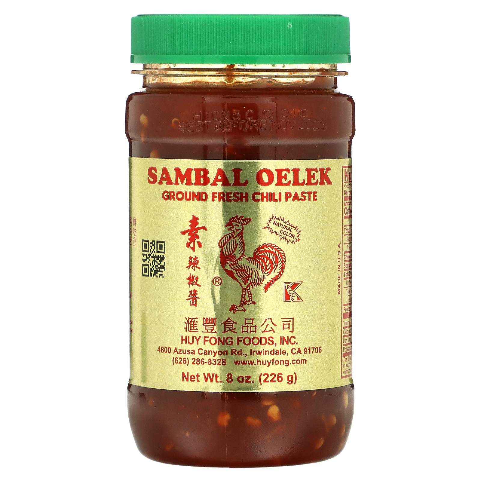 Huy Fong Foods Inc Sambal Oelek Ground Fresh Chili Paste 8 Oz 226 G