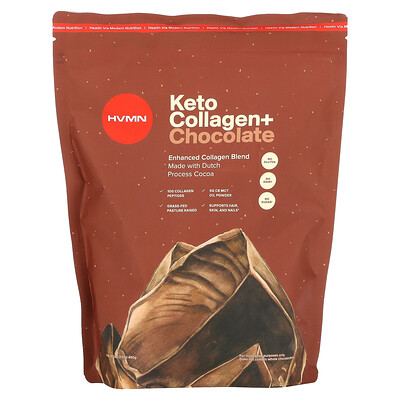 HVMN Keto Collagen +, шоколад, 490 г (17,2 унции)