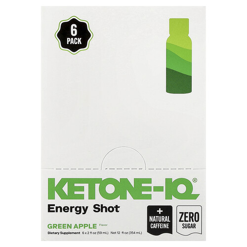 Ketone-iq Energy Shot, Green Apple, 6 Bottles, 2 fl oz (59 ml) Each