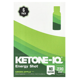 Ketone-IQ®, Energialöket, Koffeinmentes, Zöldalma, 6 db-os kiszerelés, 59 ml/db
