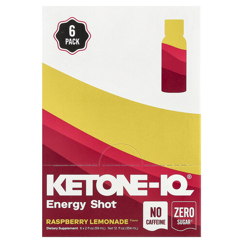 Ketone-iq Energy Shot, Raspberry Lemonade, Caffeine Free, 6 Bottles, 2 fl oz (59 ml) Each