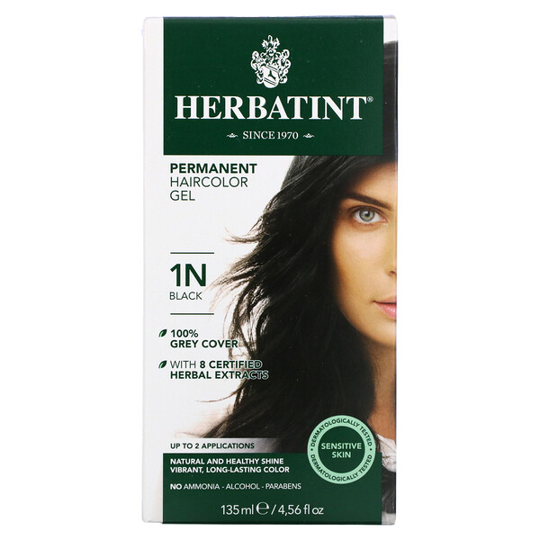 Herbatint‏, جل صبغة الشعر الدائمة، 1N، أسود، 4.56 أونصة سائلة (135 مل)