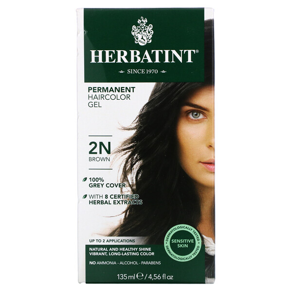 Herbatint‏, ג'ל צבע קבוע לשיער, 2N, חום, 135 מ"ל (4.56 fl oz)