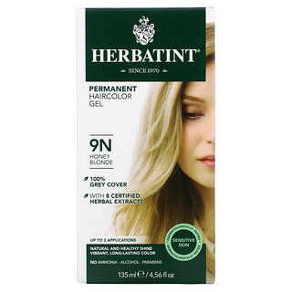 Herbatint, Tintura de hierbas permanente en gel para cabello, 9N, Rubio Miel, 4,56 fl oz (135 ml)