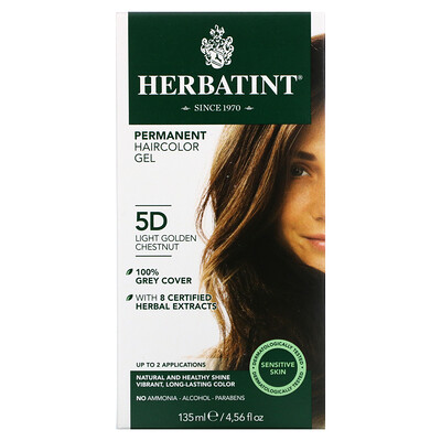 

Herbatint Permanent Haircolor Gel 5D Light Golden Chestnut 4.56 fl oz (135 ml)