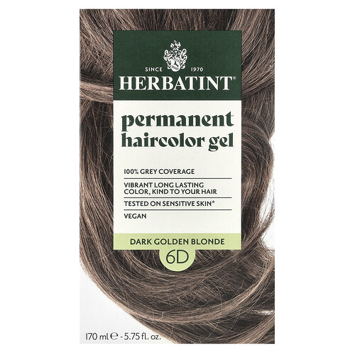 Herbatint, Permanentes Haarfarben-Gel, 6D Dunkelgoldenblond, 170 ml