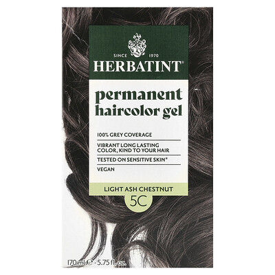Herbatint, Tinte para el cabello permanente en gel, 5C, Castaño ceniza claro, 135 ml (4,56 oz. líq.)