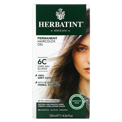 Herbatint Стойкая гель-краска для волос, 6C, темный пепельный блондин, 135мл (4,56жидк.унции)