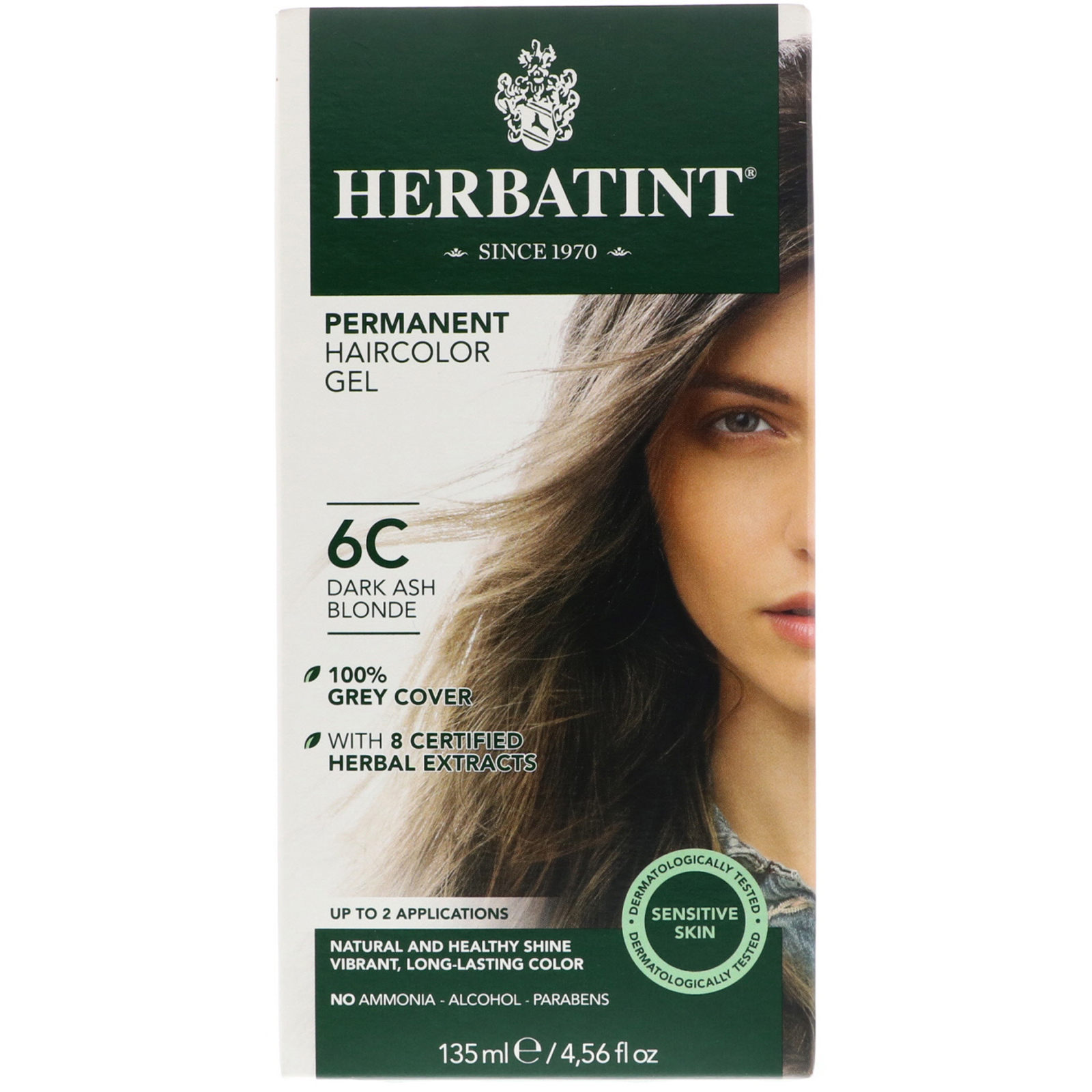 Herbatint Permanent Haircolor Gel 6c Dark Ash Blonde 4 56 Fl Oz 135 Ml