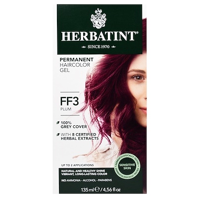 Herbatint Permanent Haircolor Gel, FF 3, Plum, 4.56 fl oz (135 ml)