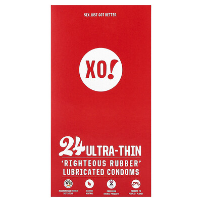 Here We Flo XO UltraThin Righteous Rubber Lubricated Condoms Unscented 24 Condoms