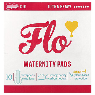 Here We Flo, Absorbante maternitate, ultra-grele, 10 absorbante înfășurate + extra lungi