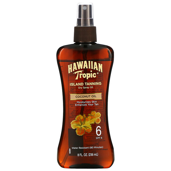 Hawaiian Tropic‏, Island Tanning Dry Spray Oil, Coconut Oil, SPF 6, 8 fl oz (236 ml)