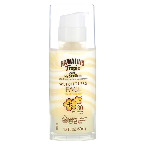 Hawaiian Tropic, Silk Hydration, Weightless Face, OilFree Sunscreen