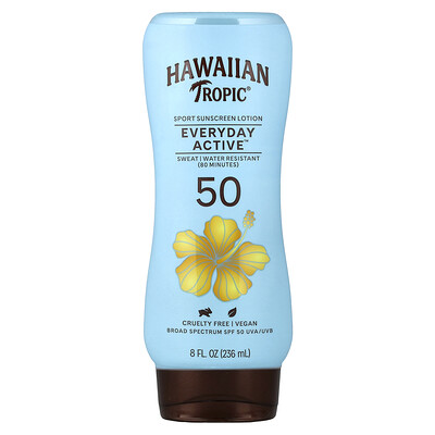 Product Image for Hawaiian Tropic, Everyday Active , Sport Sunscreen Lotion, SPF 50, Light Tropical, 8 fl. oz (236 ml)