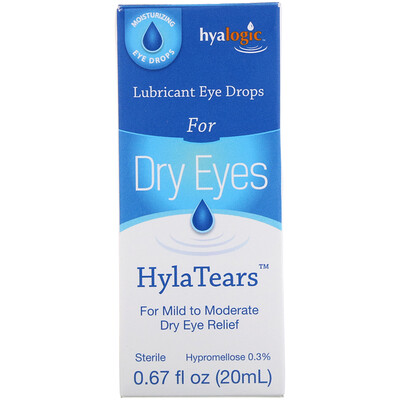 Hyalogic HylaTears, Увлажняющие глазные капли от сухости глаз, 0,67 ж. унц.(20 мл)