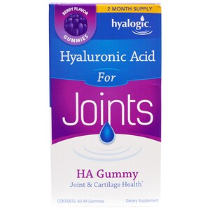 Hyalogic LLC, Гиалуроновая кислота для суставов, жевательные конфеты с гиалуроновой кислотой, Ягодный вкус, 60 жевательных таблеток