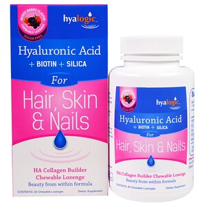 Купить Hyalogic LLC, Гиалоурановая кислота для волос, кожи и ногтей, ассортимент ягодных вкусов, 30 жевательных пастилок  на IHerb