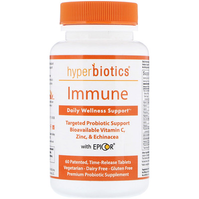 Hyperbiotics Immune, ежедневная поддержка хорошего самочувствия, 60 таблеток постепенного высвобождения