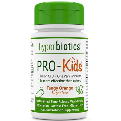 Hyperbiotics PRO-Kids, идеальный детский пробиотик, не содержит сахара, терпкий цитрус, 60 мини-горошин