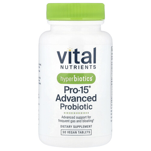 Vital Nutrients Hyperbiotics®, Pro-15® Advanced Probiotic, 30 Vegan Tablets
