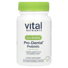 Hyperbiotics®, Pro-Dental®, пробіотик, натуральна м’ята, 45 веганських жувальних таблеток