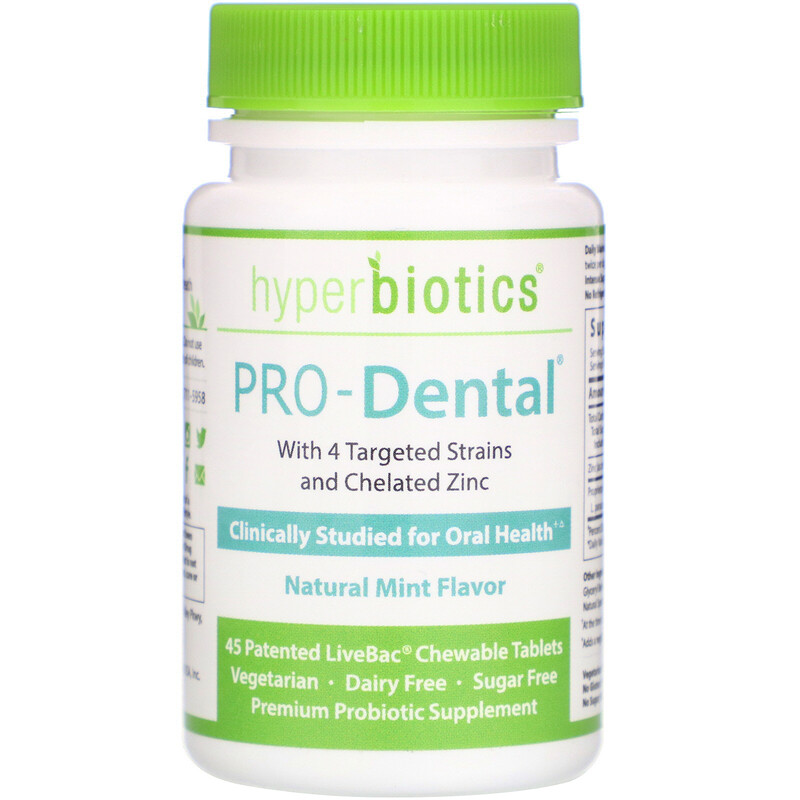 Hyperbiotics, PRODental, Natural Mint Flavor, 45 Patented LiveBac