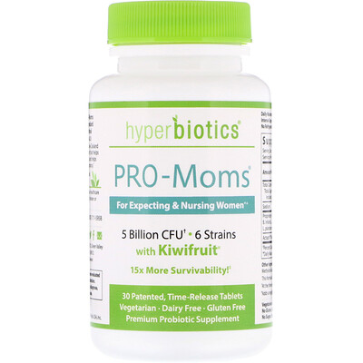Hyperbiotics PRO-Moms, с киви, 5 млрд КОЕ, 30 таблеток медленного высвобождения