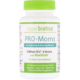 Hyperbiotics, PRO-Moms, with Kiwifruit, 5 Billion CFU, 30 Time-Release Tablets