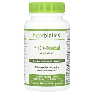 Hyperbiotics, PRO-Natal, with Kiwifruit, 5 Billion CFU, 30 Time-Release Tablets