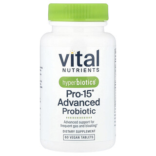 Vital Nutrients, Hyperbiotics®, Probiotique avancé Pro-15®, 60 comprimés vegan