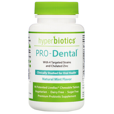 Hyperbiotics PRO-Dental, вкус натуральной мяты, 90 жевательных таблеток