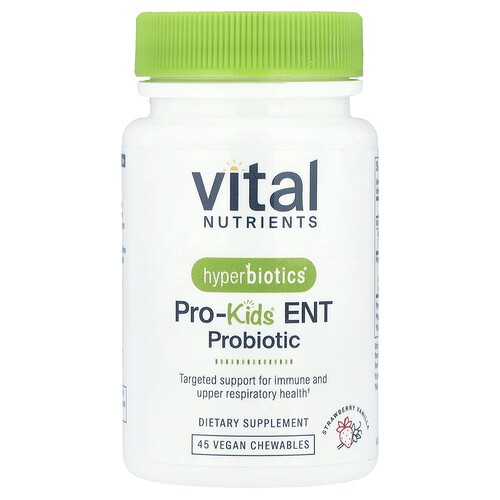 Vital Nutrients, Hyperbiotics®, Pro-Kids® ENT Probiotic, Probiotikum für Kinder, Erdbeer-Vanille, 45 vegane Kautabletten