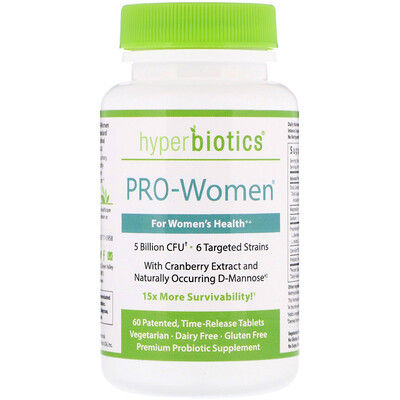 Hyperbiotics PRO-Women, 5 млрд КОЕ, 60 таблеток постепенного высвобождения