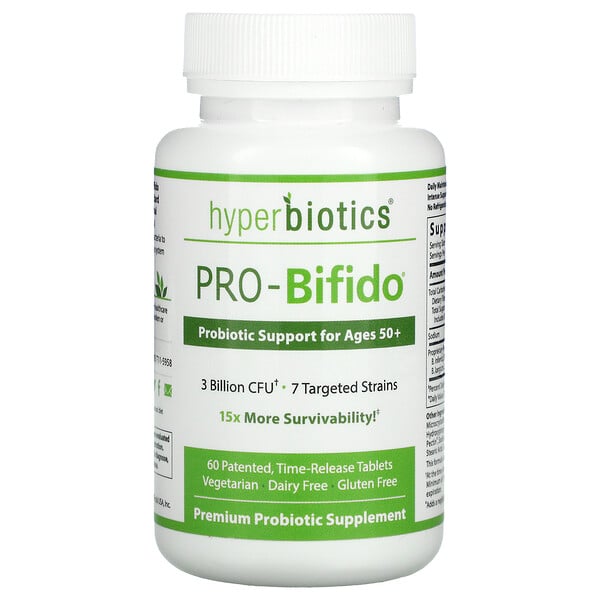 Hyperbiotics‏, برو- بروفايد ، دعم بروبيوتيك للسن  50+، 60 قرص محدد المدة