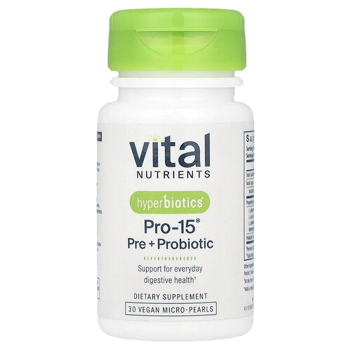 Vital Nutrients, Hyperbiotics®, Pro-15®, Präbiotika + Probiotika, 30 vegane Mikroperlen