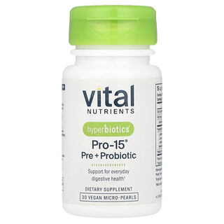 Vital Nutrients, Hyperbiotics®, Pro-15®, Präbiotika + Probiotika, 30 vegane Mikroperlen