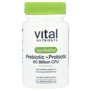 Vital Nutrients, Hyperbiotics®, Prebiotic + Probiotic, Präbiotika + Probiotika, 30 vegane Kapseln