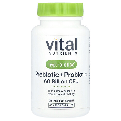 Vital Nutrients, Hyperbiotics®, Prebiotic + Probiotic, Präbiotika und Probiotika, 60 vegane Kapseln