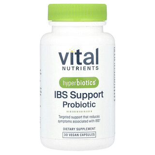 Vital Nutrients, Hyperbiotics®, пробиотик для поддержки СРК, 30 веганских капсул