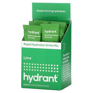 Hydrant, Смесь для быстрого увлажнения, лайм, 12 пакетиков по 6,3 г (0,22 унции)