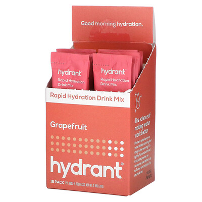 Hydrant Смесь для быстрого увлажнения грейпфрут 12 пакетиков по 6 5 г (0 23 унции)
