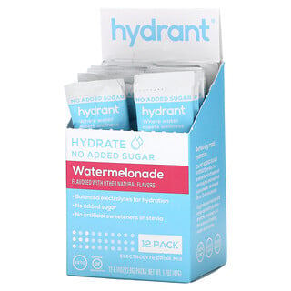 Hydrant, Смесь для напитков с электролитами, арбуз, 12 пакетиков по 3,9 г (0,14 унции)