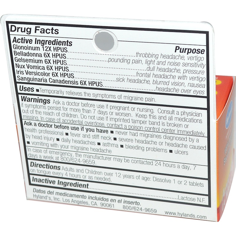 Hyland's, Migraine Headache Relief, 60 QuickDissolving Tablets iHerb