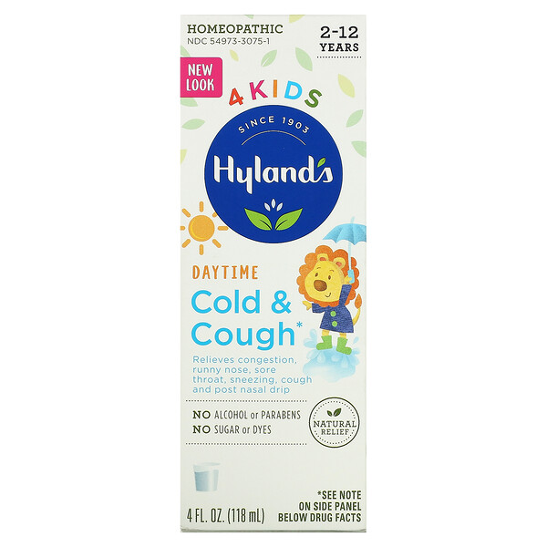 Hyland's, 4 Kids, средство от насморка и кашля для детей, для приема днем, от 2 до 12 лет, 118 мл (4 жидк. унций)