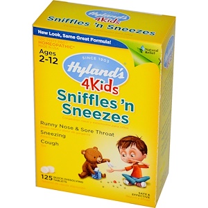 Hyland's, Для детей, Sniffles 'n Sneezes, 125 быстрорастворимых таблеток