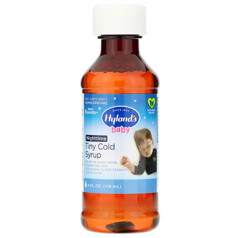 Hyland's, Baby, Tiny Cold Syrup, Nighttime, Ages 6 Months+, 4 fl oz