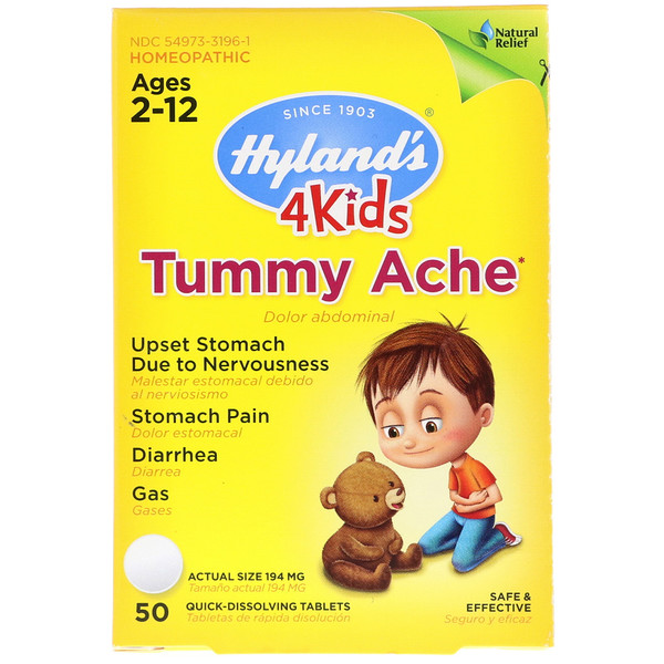 Hyland's, 4Kids, Tummy Ache, Ages 2-12, 50 Quick-Dissolving Tablets